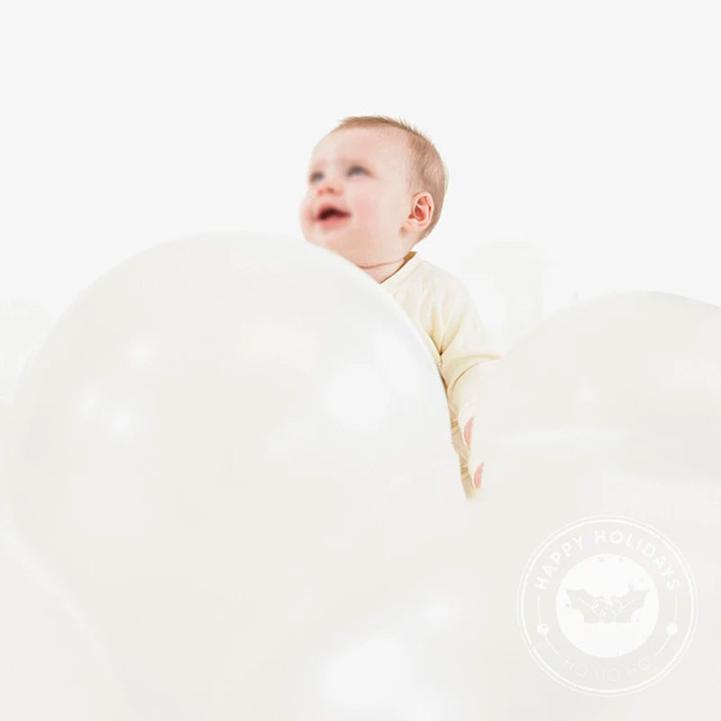 White Latex Balloons Set, Romantic Wedding Birthday Party Inflatable Balloon Decor