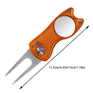 Foldable Golf Divot Repair Tool with Golf Ball Groove Cleaner