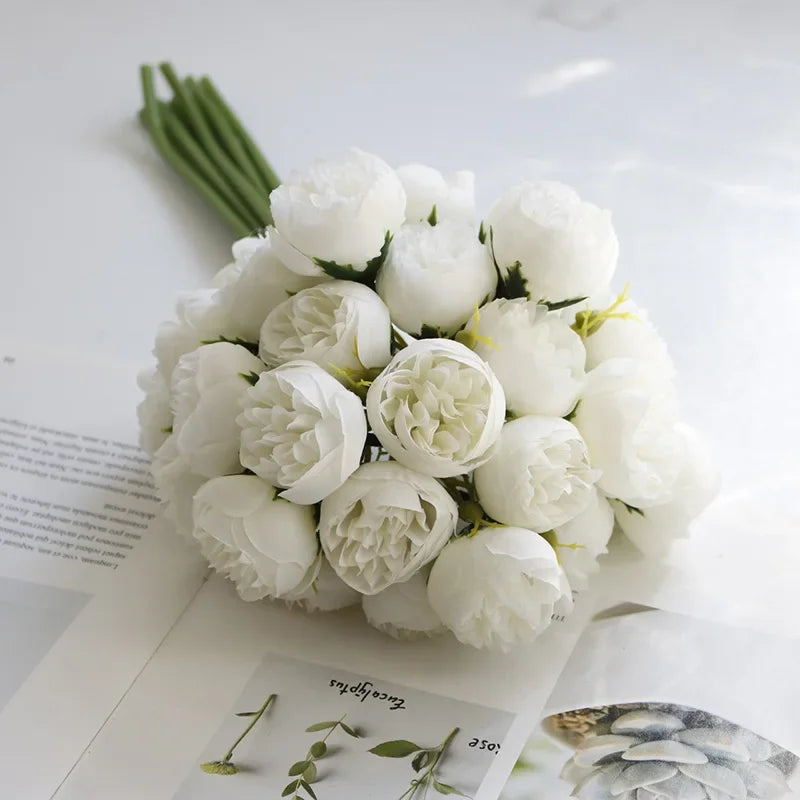 Rose Pink Peony Artificial Flowers Bouquet