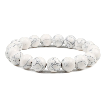 Natural Stone White Howlite Bead Bracelet