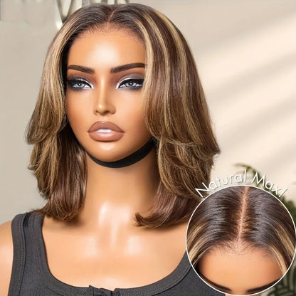 Blonde Highlight Straight Short Bob Wig