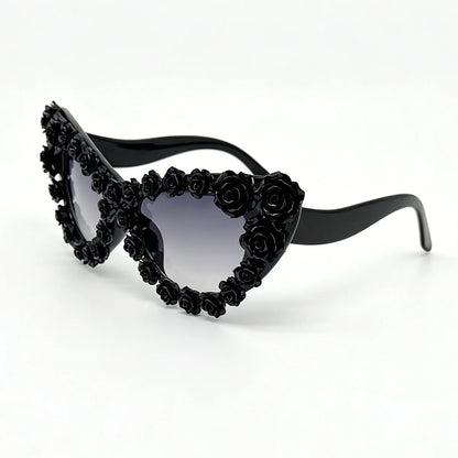 Gothic 3D Rose Cat Eye Sunglasses