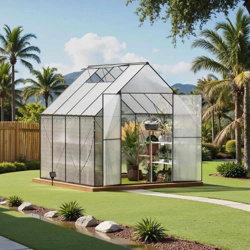 Durable Polyethylene 8x8 Walk-in Outdoor Garden Greenhouse