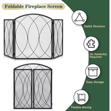 3 Panel Foldable Fireplace Screen 48" W x 29.5" H