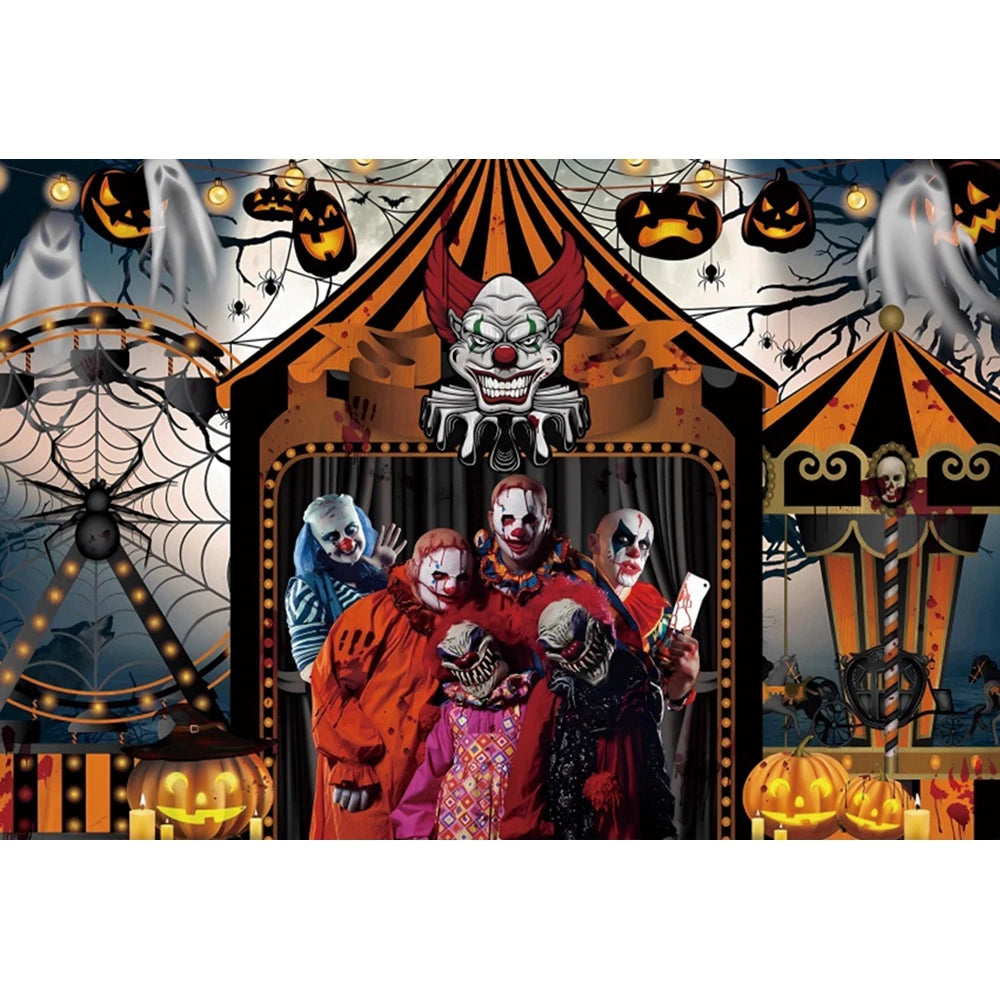 Haunted Carnival Halloween Backdrop - Spooky Circus Photography Prop