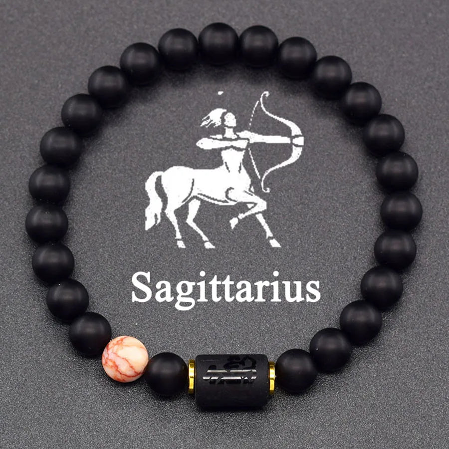 Natural Tiger Eye 12 Zodiac Bead Bracelet