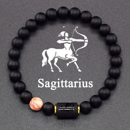 Natural Tiger Eye 12 Zodiac Bead Bracelet