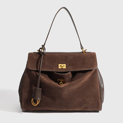 Women's Split Leather Large Capacity Tote Bag & Shoulder Handbag