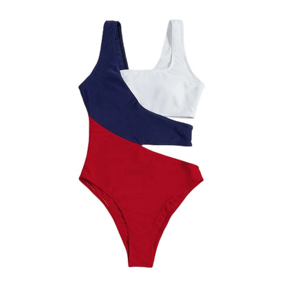 One-Piece Color Contrast Bathing Suit
