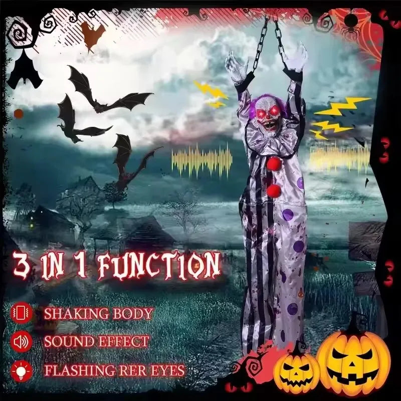 Animated Hanging Electric Clown Halloween Animatronic