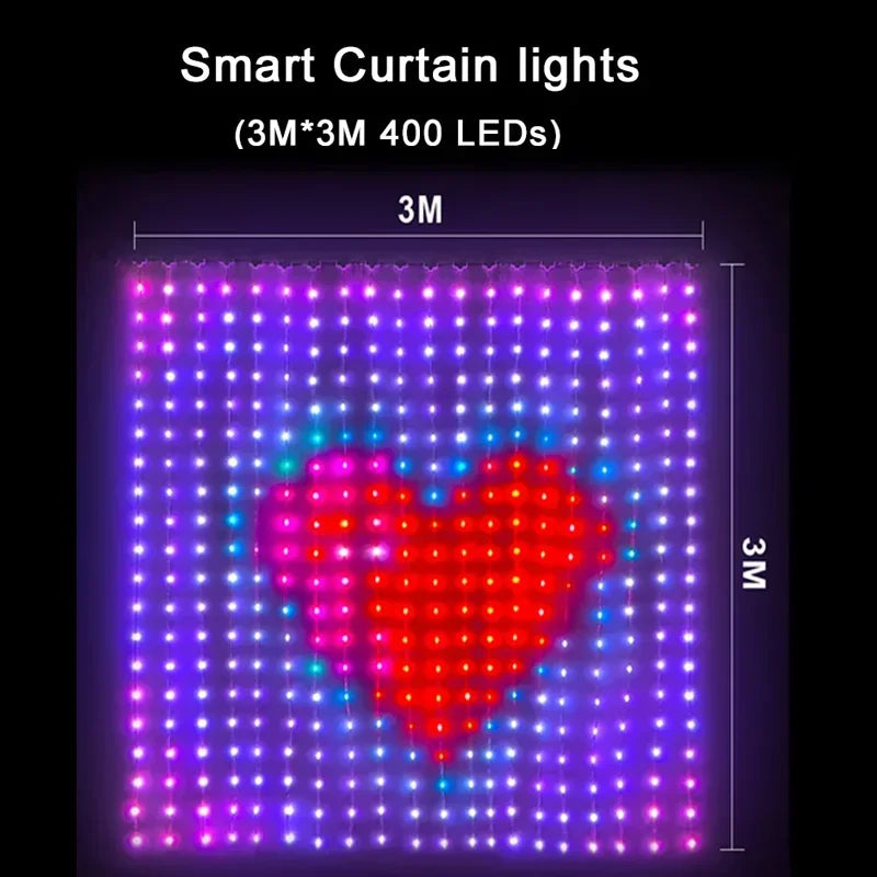 Smart App-Controlled 400LED RGB Curtain Lights