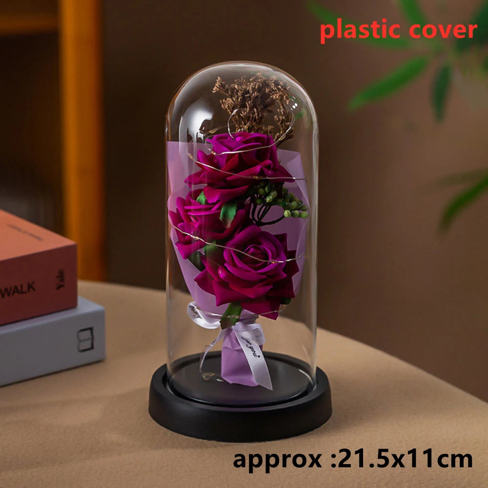 LED Galaxy Three Rose Artificial Flowers Gift without Battery