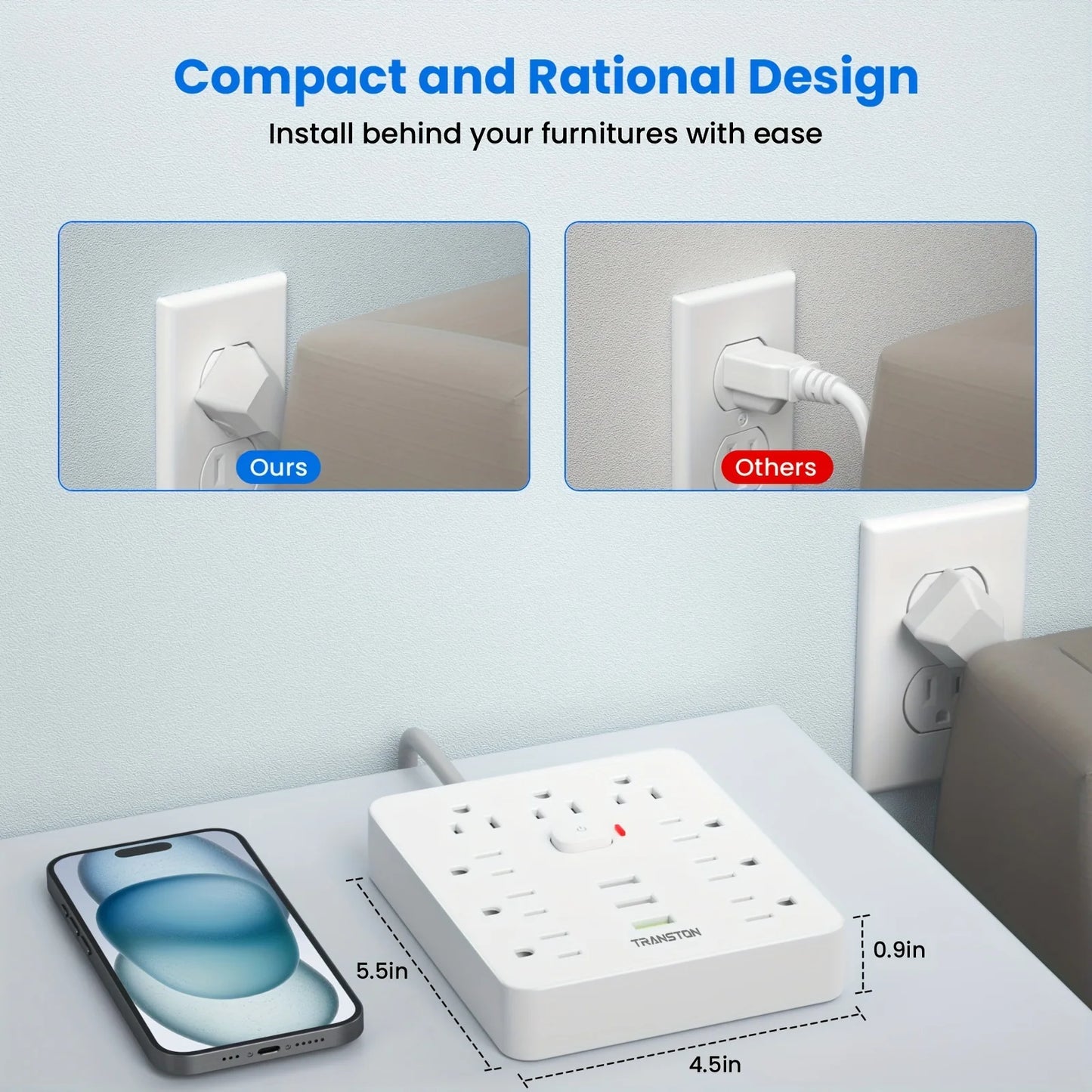 TRANSTON Power Strip with Surge Protector