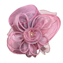 Organza Mesh Flower Embellished Wide Brim Hat