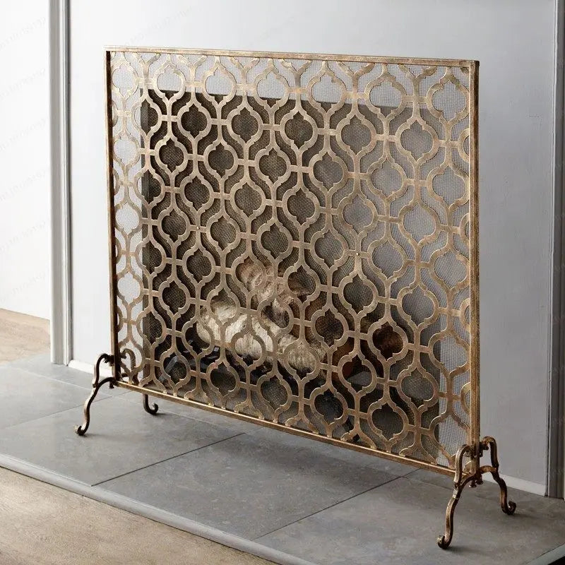 Vintage European Wrought Iron Fireplace Screen & Room Divider