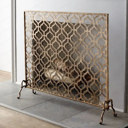 Vintage European Wrought Iron Fireplace Screen & Room Divider