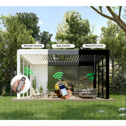 Bioclimatic Metal Outdoor Pergola Gazebo – All-Weather Heavy-Duty Aluminum Pavilion for Patio, Backyard & Fire Pit