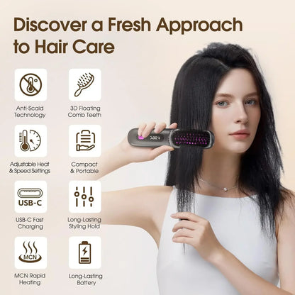 Professional Negative Ion Hair Straightener Brush & Styler