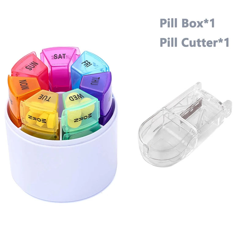 7-Day Weekly Pill Organizer (4 Times a Day) – Portable 28-Compartment Pill Box Tower Set