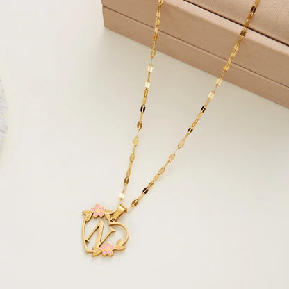 Stainless Steel Love Heart A-Z Letter Necklace