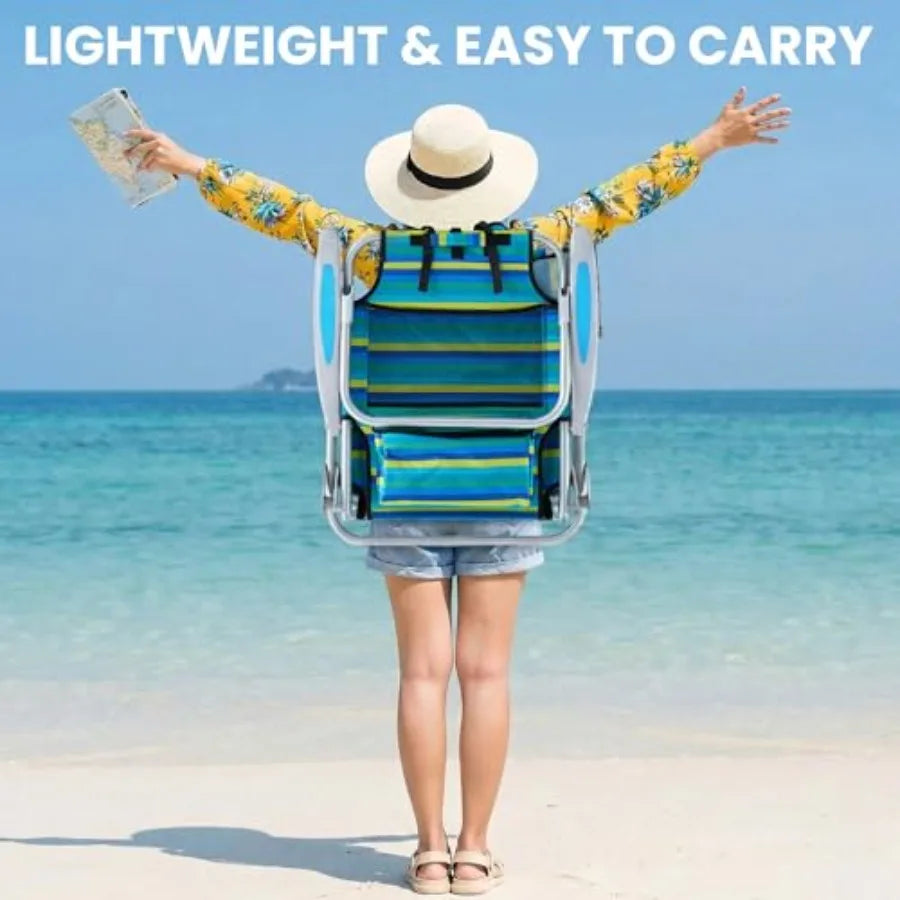 Portable Lightweight Beach Chair with 5 Reclining Positions