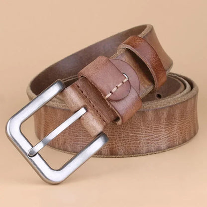 Genuine Leather Pin Buckle Belt
