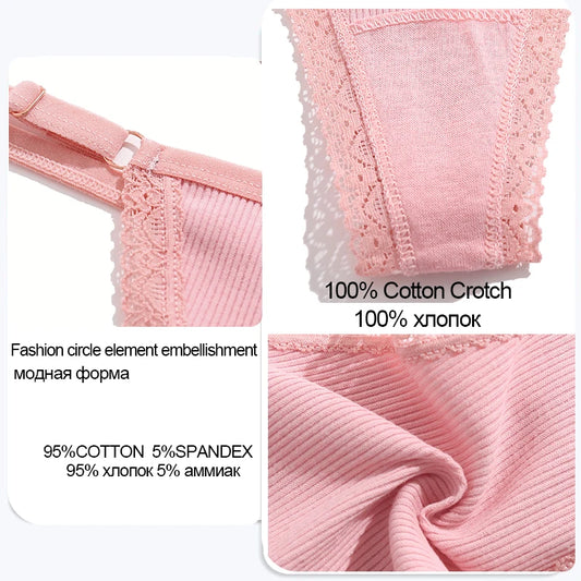 FINETOO 5-Pack Women's Cotton G-String Thongs - Low-Rise Breathable Panties