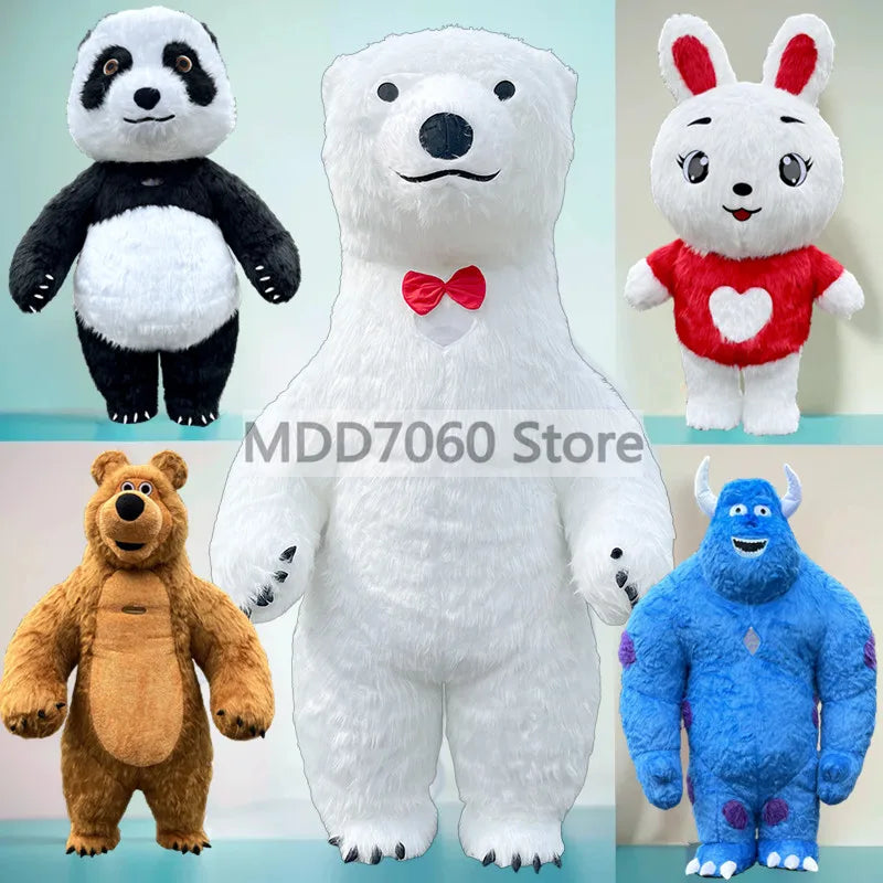 Giant Panda & Polar Bear Inflatable Costume – Adult Walking Plush Mascot Suit for Cosplay & Parties