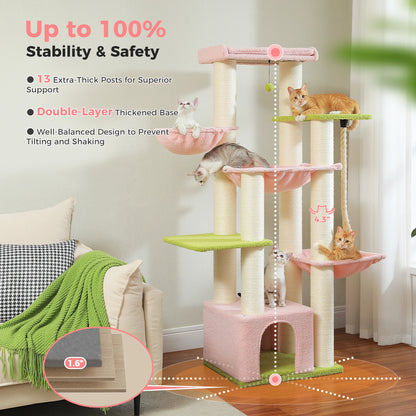 PAWZ Road 67" Multi-Level Heavy-Duty Cat Tree Tower for Large Cats