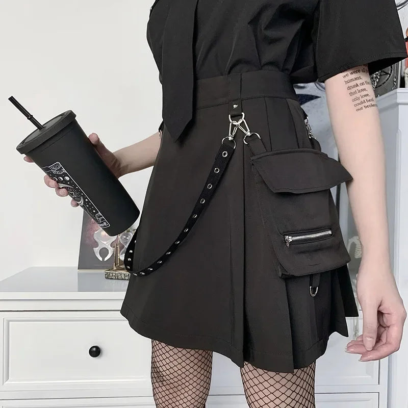 Women's Punk Gothic High-Waisted Bandage Mini Skirt