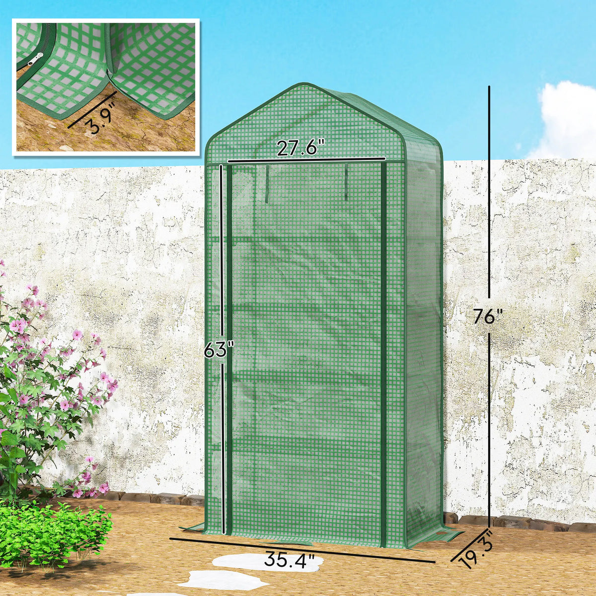 Outsunny 5-Tier Portable Mini Greenhouse with PE Cover & Roll-Up Door