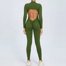 Seamless Zippered Long-Sleeved One-Piece Jumpsuit