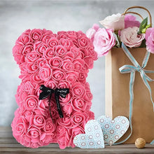25cm Artificial Teddy Rose Flower Bear with Box