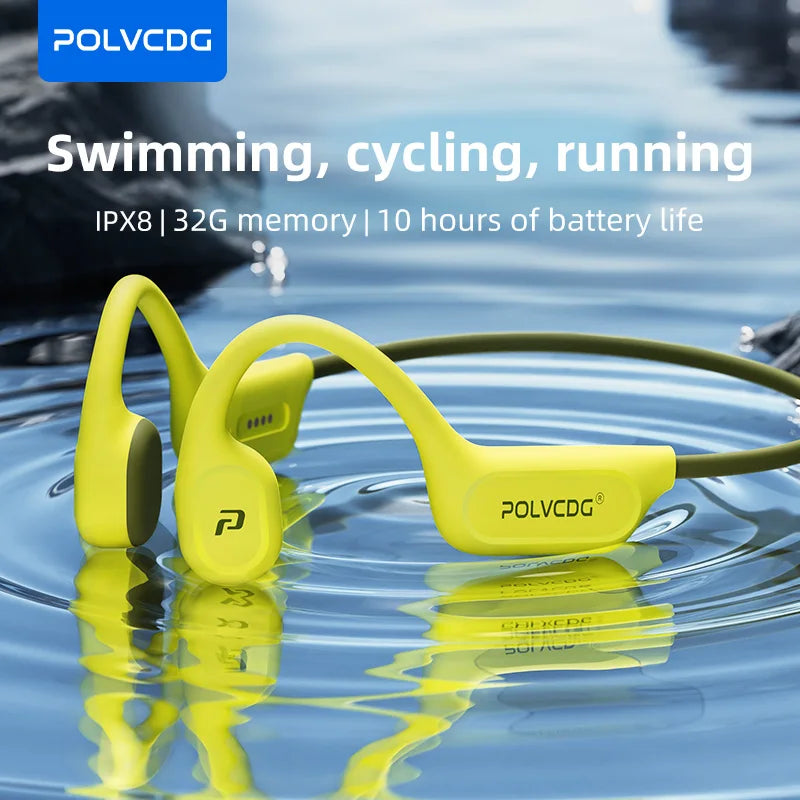 POLVCDG X9 Bone Conduction Earphones 32G IPX8 Waterproof Open Design