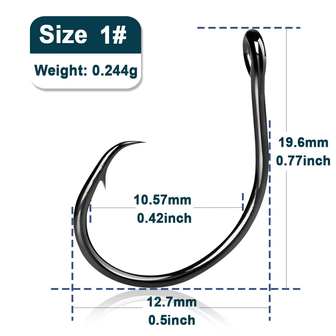 Non-Offset Saltwater Inline Circle Fishing Hooks