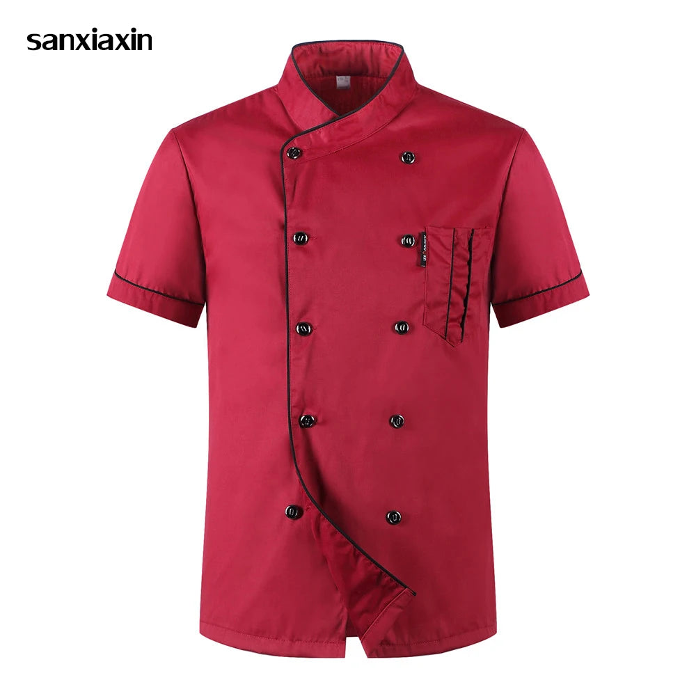 Short Sleeve Breathable Double Breasted Chef Jacket