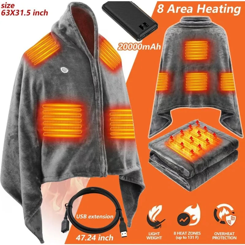 USB Heated Shawl Blanket 3 Heat Settings