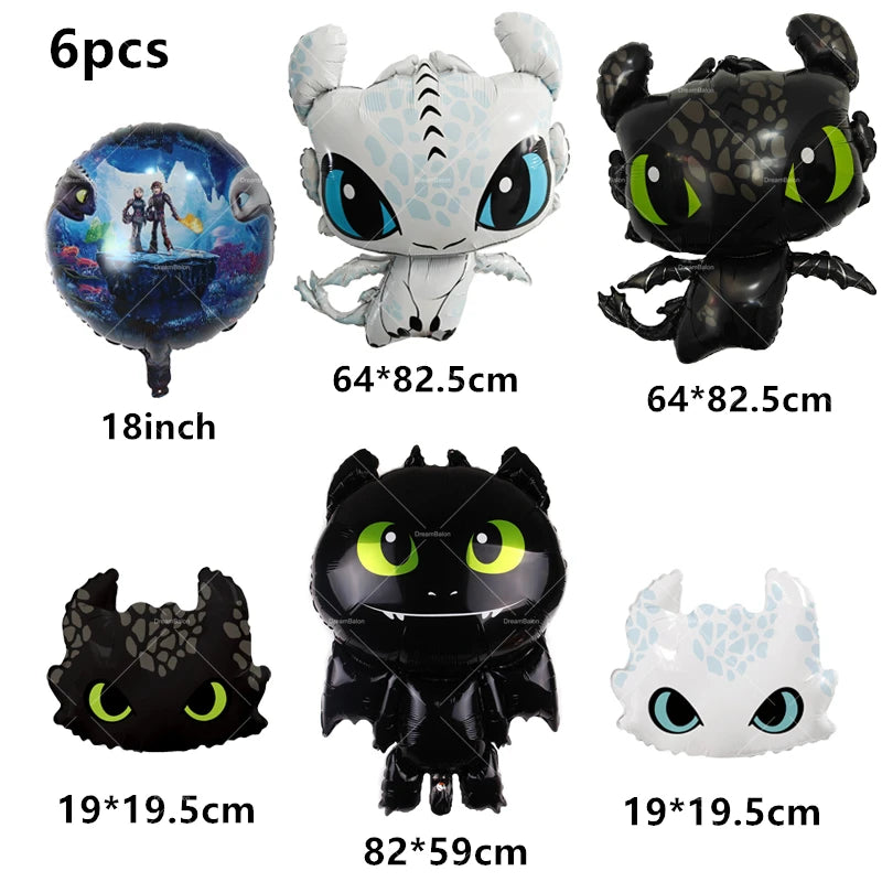 How to Train Your Dragon Party Decorations Set - Foil Balloons, Birthday Banner & Cake Toppers