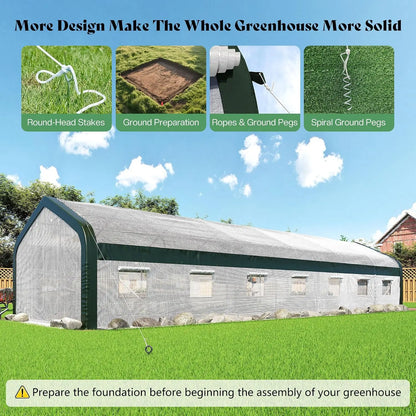 34x10x7 FT Walk-in Tunnel Greenhouse with Watering System
