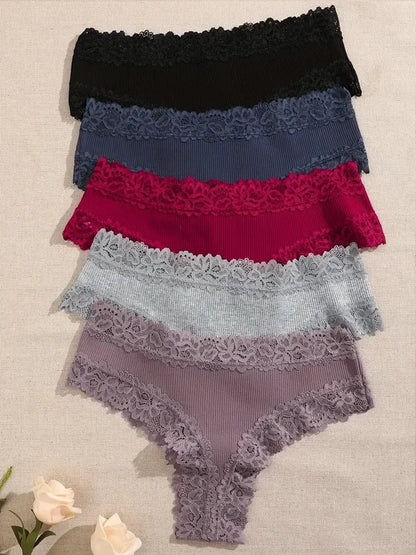 3-Pack Women's Cotton Patchwork Lace Briefs