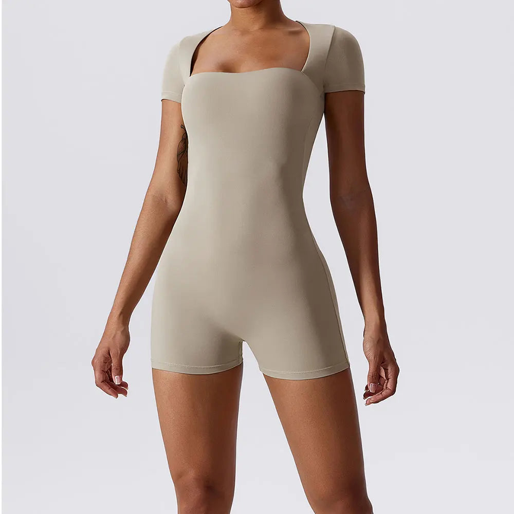 Short One Piece Short Sleeve Yoga Bodysuit