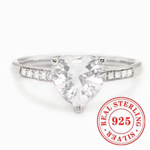 Huitan Heart-shaped Cluster Ring 925 Sterling Silver Sparkling Cubic Zirconia