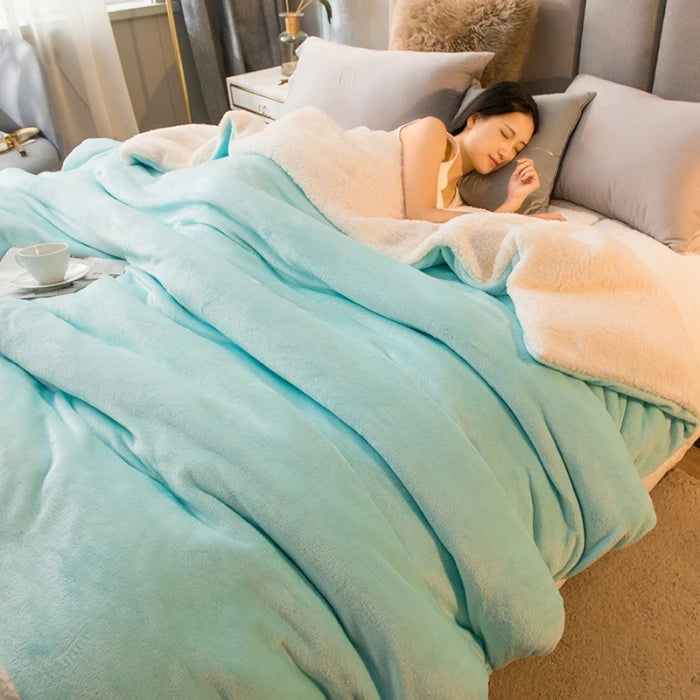 Double Sided Wool Throw Blanket
