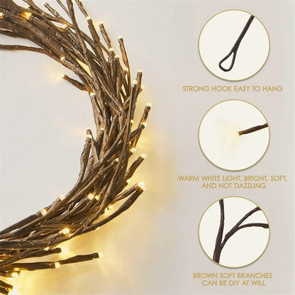 96 LED Solar Willow Vine Lights Outdoor Waterproof String Fairy Light