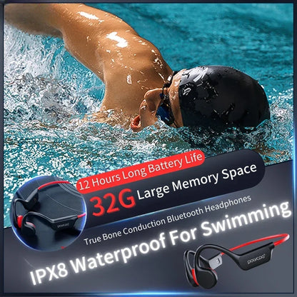 IPX8 Waterproof Bone Conduction Headphones with Built-in 32GB MP3 & Bluetooth 5.3