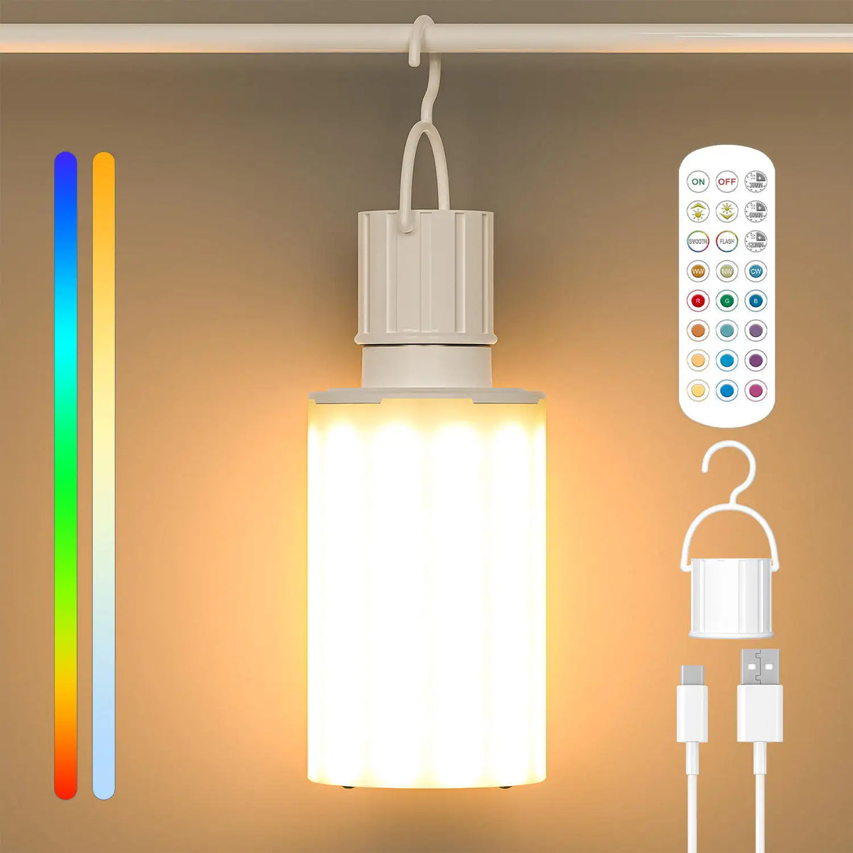 Rechargeable 5W LED E27 RGB Emergency Corn Light Bulb with Remote Control