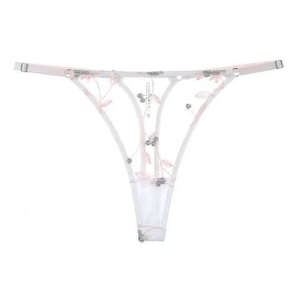 Women's Embroidered Mesh Sheer Bra & Thong Lingerie Set