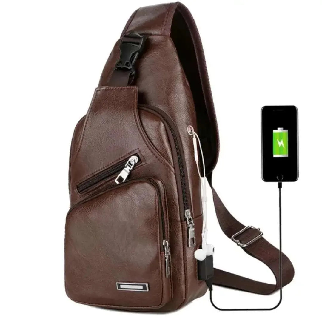 Men's Casual Microfiber Leather Crossbody Sling Chest Bag
