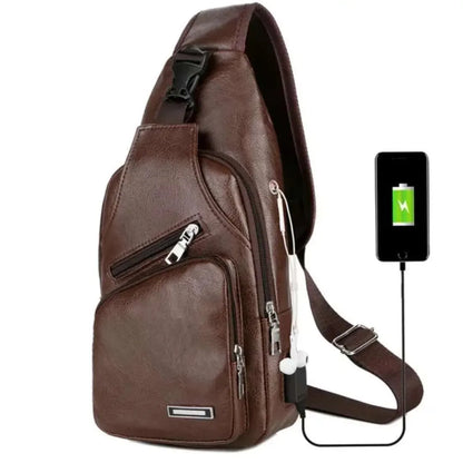 Men's Casual Microfiber Leather Crossbody Sling Chest Bag