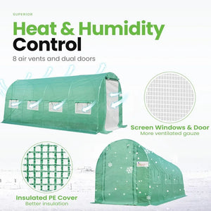 Large Walk-in Heavy Duty Galvanized Steel Frame Greenhouse